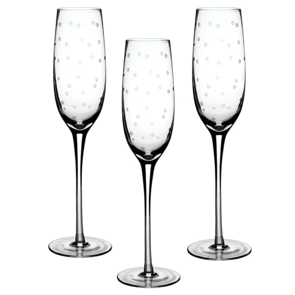 Kate Spade Lenox Larabee Dot Crystal Champagne Flutes - 3 Piece Set
